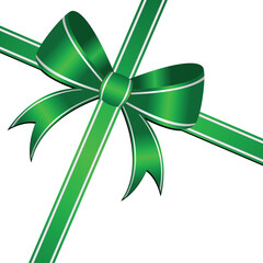 Green ornamental bow isolated over white background