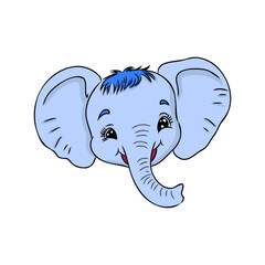 Cute elephant cartoon hand drawn vector illustration. Can be used for t-shirt print, kids wear fashion design, baby shower invitation card.