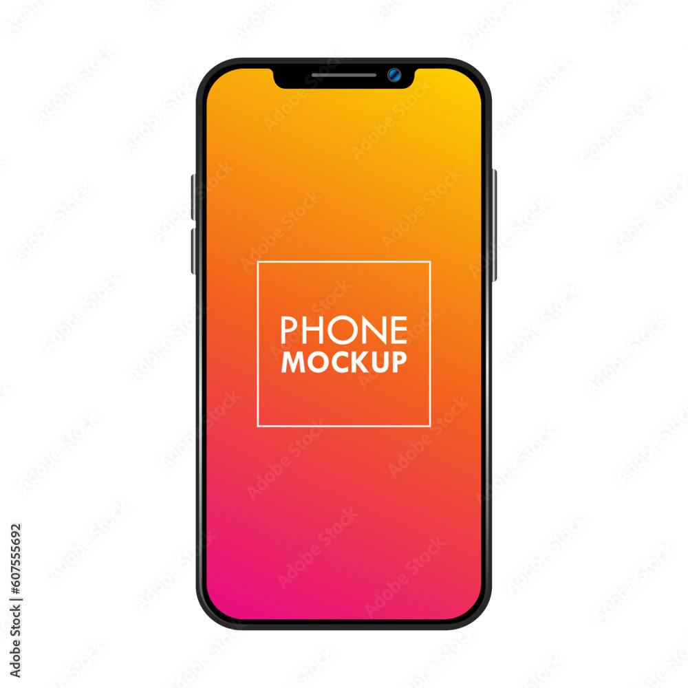 Poster modern smartphone mockup colorful gradient display isolated vector illustration