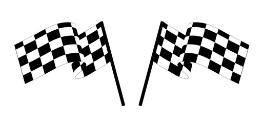 Black and white checked racing flag. Vector illustration.