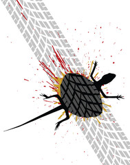 Editable vector illustration of a roadkilled lizard