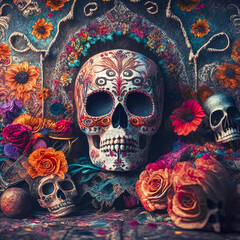 Dia de los muertos, Mexican Feast of the Dead, Day of the Dead and Halloween