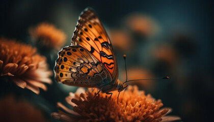 Fototapeta na wymiar Vibrant butterfly wing, nature fragile beauty generated by AI