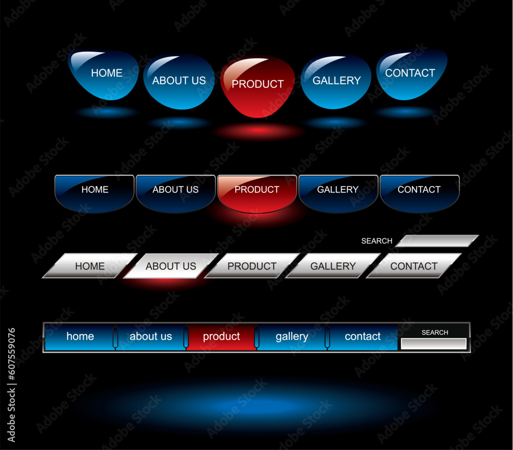 Poster editable glossy website buttons template