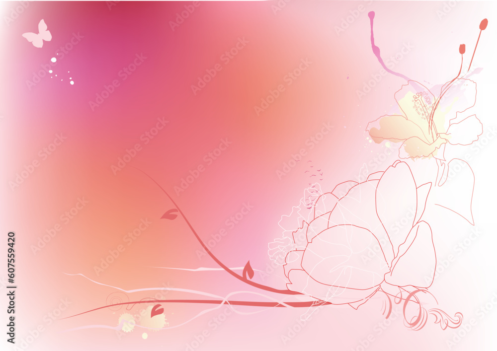 Poster vector illustration - abstract background made of color splashes and curved lines