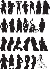 Illustration of sexy woman silhouettes