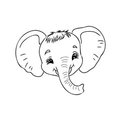 Elephant for coloring book.Line art design for kids coloring page. Coloring page outline of cartoon elephant.