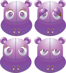 Naklejka premium vector illustration for a robot hippo with emotion and expression