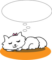 a vector, illustration for a sleeping cat and having a dream