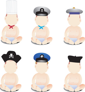 vector illustration for a set of occupation of baby