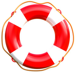 Lifebuoy, red and white Lifebuoy. 3D render.
