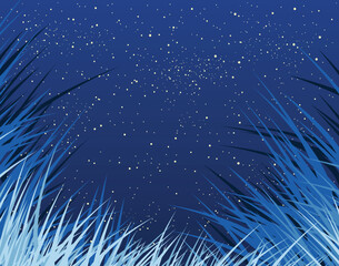 Fototapeta na wymiar Editable vector background of grass and stars as separate object