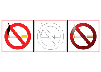 No smoking signs in two different colors and blank template