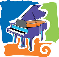 a vector, illustration icon design for a piano