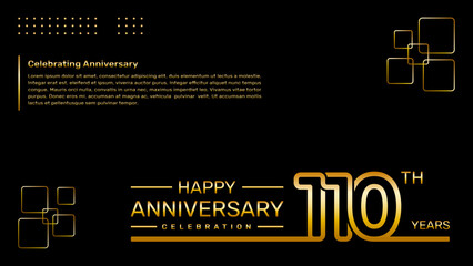 110th year anniversary template design with gold color, vector template illustration