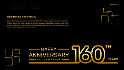 160th year anniversary template design with gold color, vector template illustration