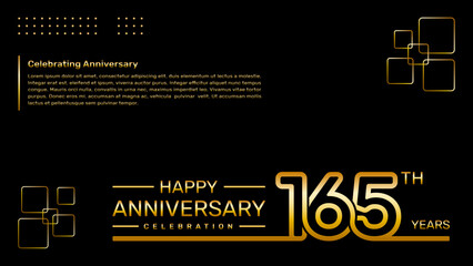 165th year anniversary template design with gold color, vector template illustration