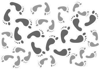 Stylized gray footprints isolated on a white background.