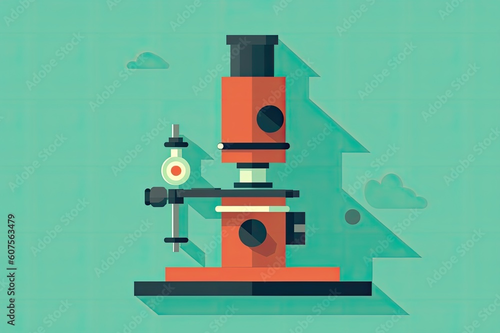 Poster microscope on a green background generative ai