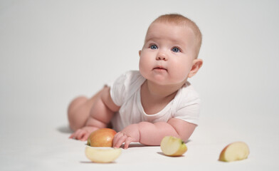 portrait of a newborn baby, on a light background