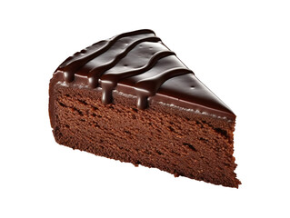 Chocolate cake slice isolated on white and transparent background, png