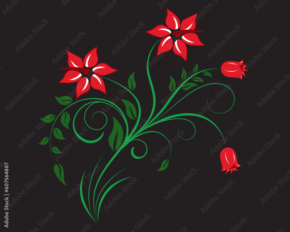 Poster single vector dlower on the black background for design usage