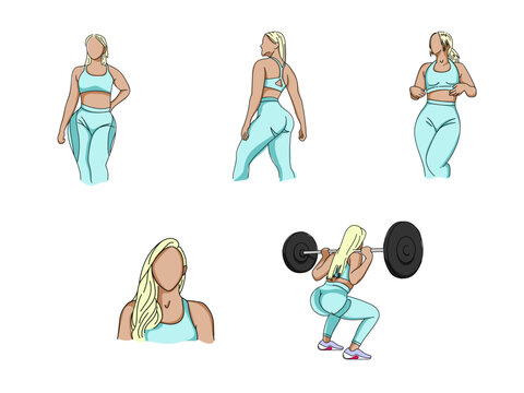 Fitness girl- women working out - set of images