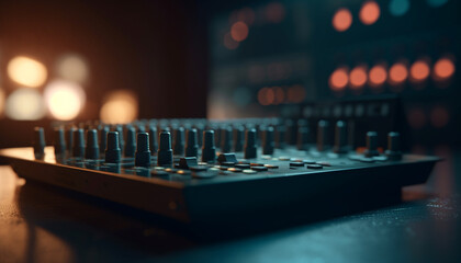 Electric mixer knob controls nightclub sound variation generated by AI