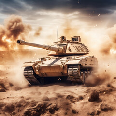 Desert Invasion: Armored Tank Braving the Minefield, generative AI