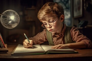 Fototapeta na wymiar A child doing homework, Generative AI
