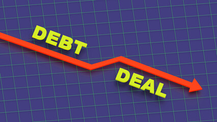 Debt deal banner. 3d illustration. Risk of recession.
