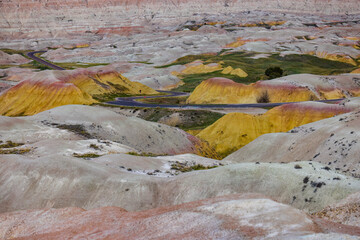 View of Yellow Mounds near Dillon Pass from Conata Basin Overlook in the Badlands National Park.
