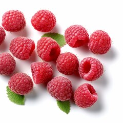 Isolated raspberries on white background 