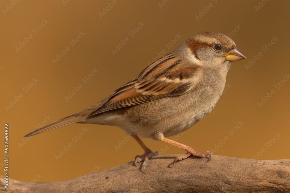 Poster cute bird perched on a branch in a natural setting generative ai
