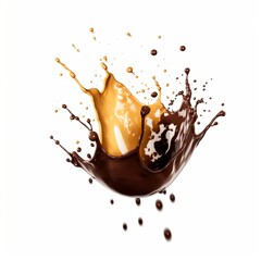 Liquid chocolate isolated splash explosion. isolated on white background