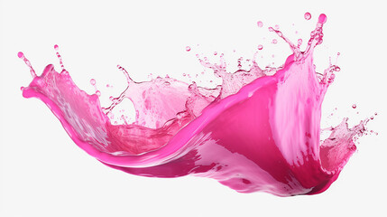 flowing pink water paint wave on white background .Generaive AI