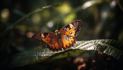 Vibrant butterfly wing in , beauty generated by AI