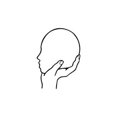 vector illustration of hand holding head