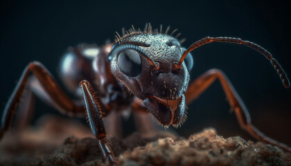 Sharp focus on small fly hairy leg generated by AI