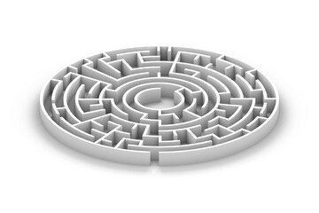 3D white round maze