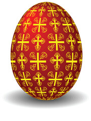 The easter celebratory red egg painted by crosses in a vector