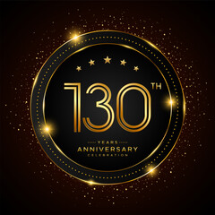 130th anniversary logo with golden color double line style