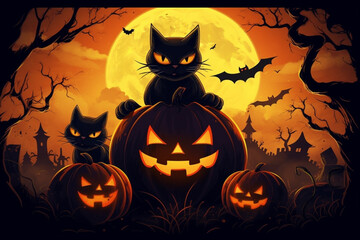 halloween background with pumpkin with ai generative