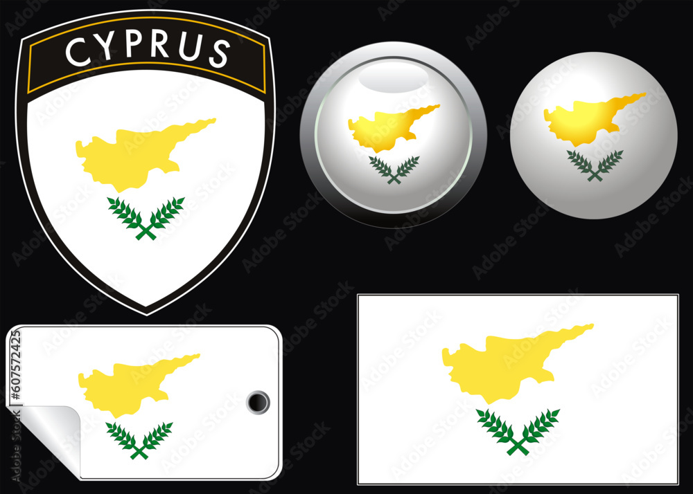 Aufkleber cyprus grest flag with web button and label