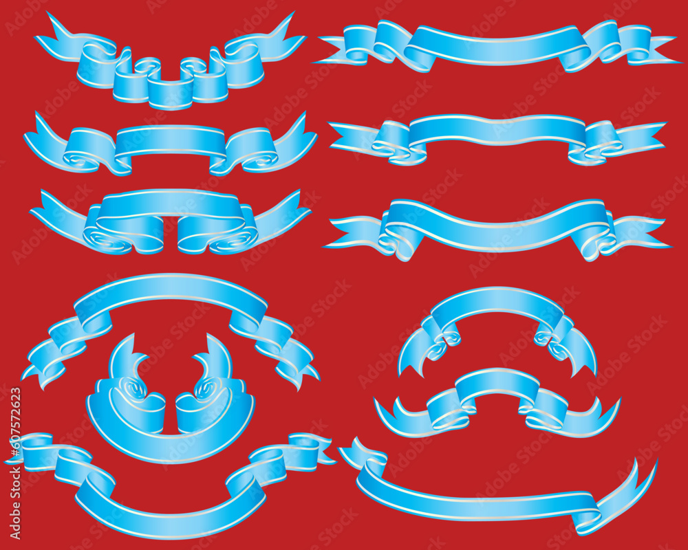 Aufkleber set of different vector ribbons on red background