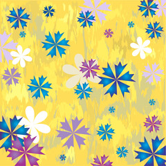 Gentle yellow grunge decorative  floral background (vector)