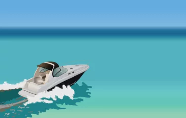 Fototapeten Luxury white boat crossing the sea © Designpics