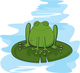Happy frog sitting on a lily pad