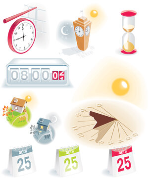 Set of 10 icons - time and calendar theme