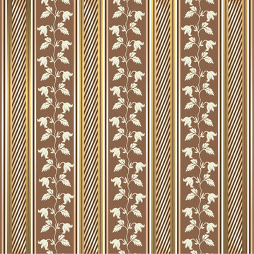 Striped decorative background in coffee and golden tones